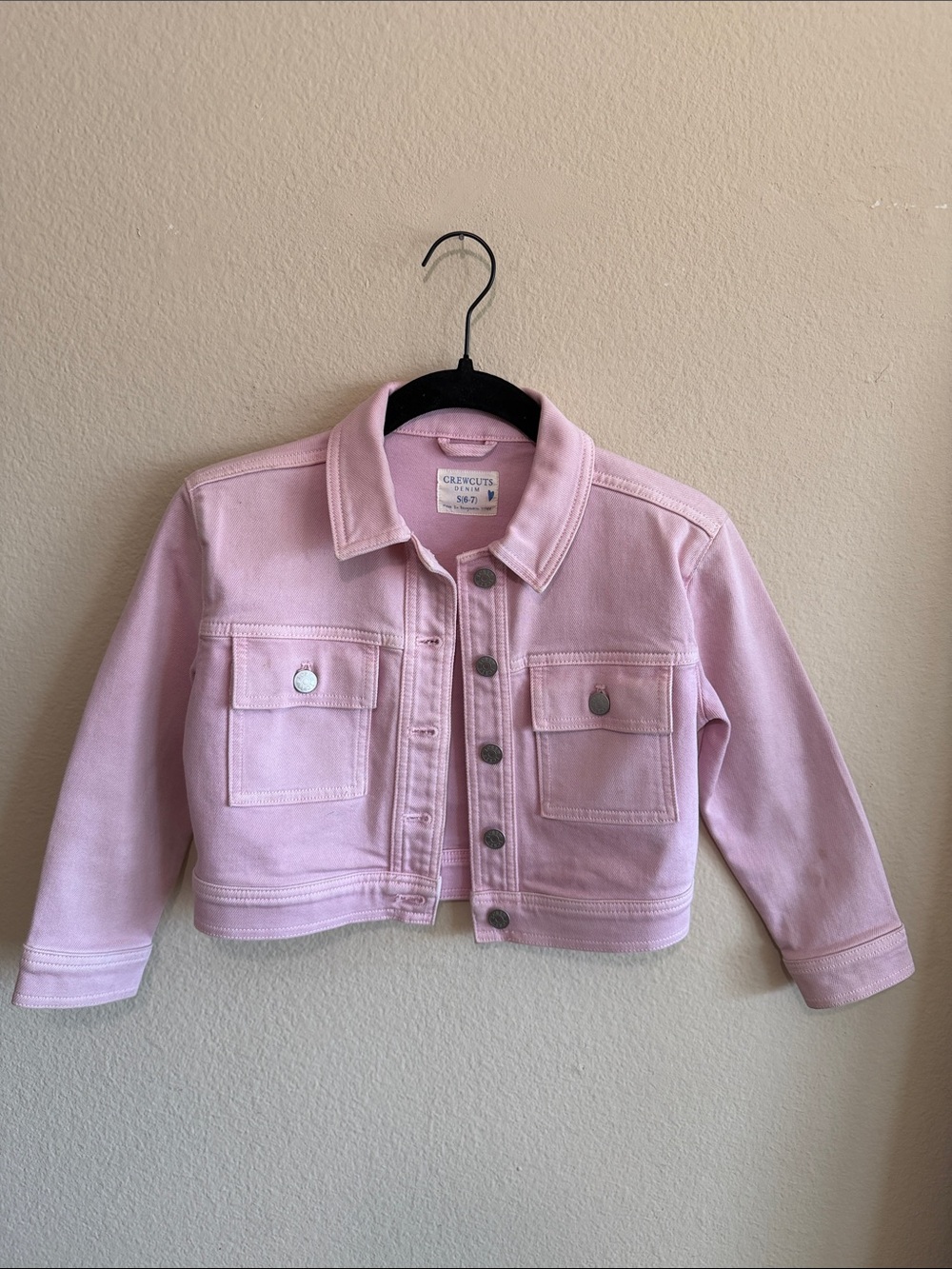 Crewcuts Light Pink Cropped Denim Jacket